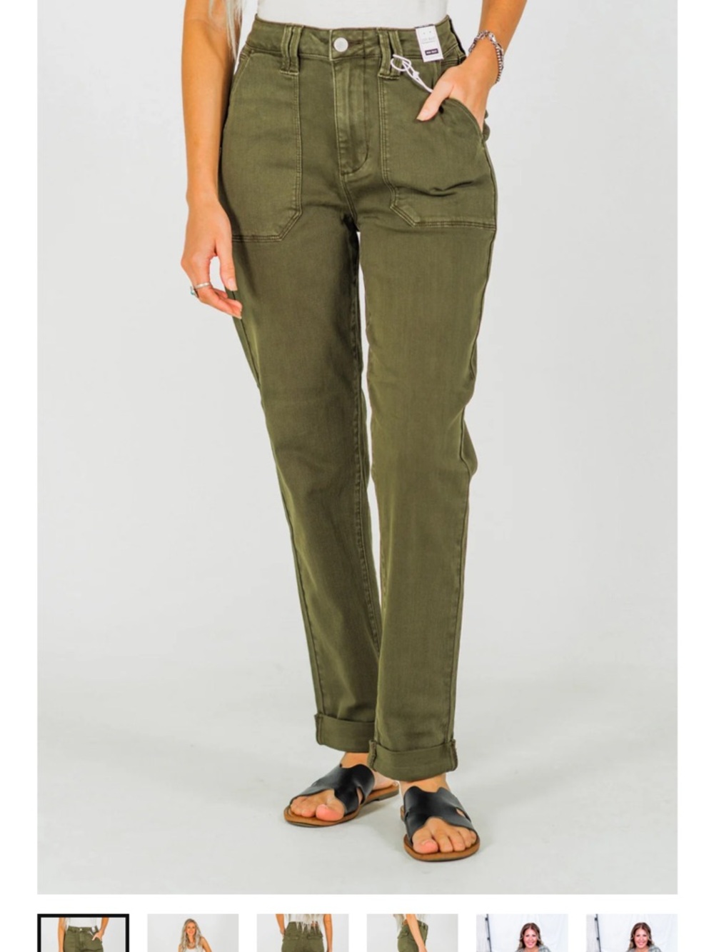 Judy Blue Olive High-Rise Utility Jeans NWT